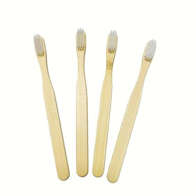 Eco Organic Charcoal Disposable Toothbrush with Customized Logo and Natural Bamboo Color